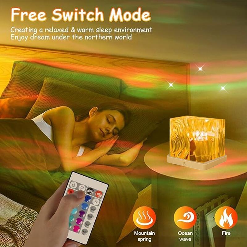 【RGB 16 Color Gradient Water Wave Projection Light with Remote Control】Rotating Water Wave Effect Night Light, USB Charging - Suitable for Office, Bar, and Restaurant Game Room Bedroom Party Atmospheres Light 【RGB 16 Color Gradient Water Wave Projection Light with Remote Control】Rotating Water Wave Effect Night Light, USB Charging - Suitable for Office, Bar, and Restaurant Game Room Bedroom Party Atmospheres Light