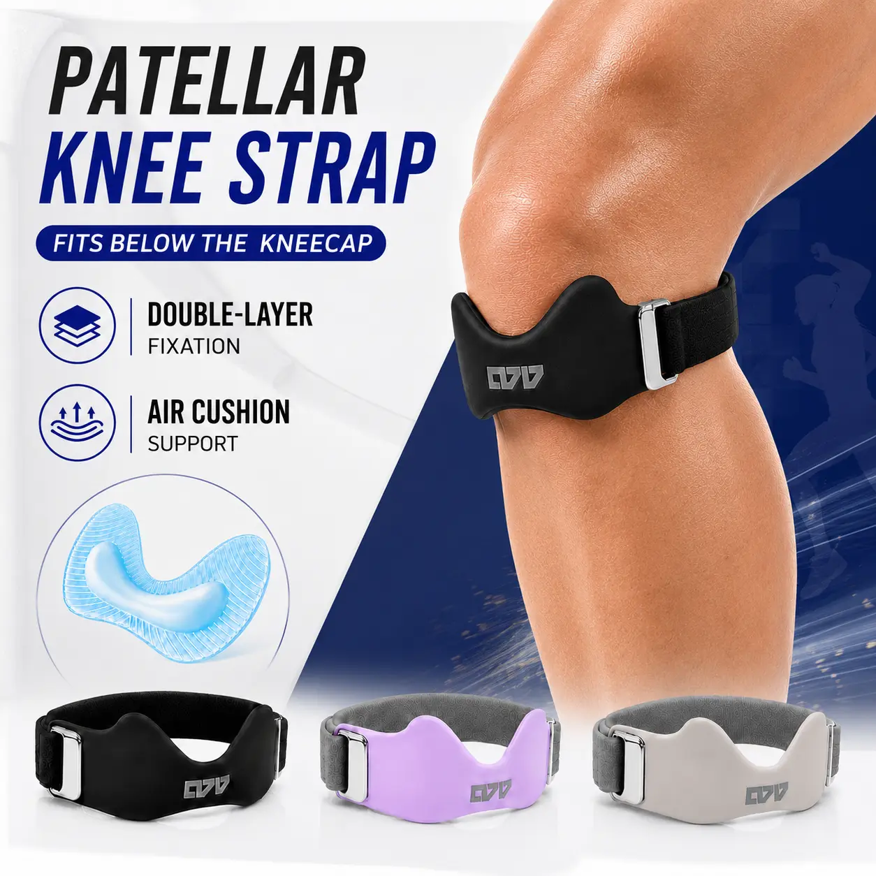 Patellar Tendon Knee Strap with Double-Layer Cushion Pad | Adjustable Knee Support for Running, Basketball, Squats & Fitness