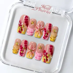 NailPhoria SUNSET LETTER -SUMMER Handmade Press-On Nails | Reusable, Salon-Quality, Long-Lasting, Glossy Design