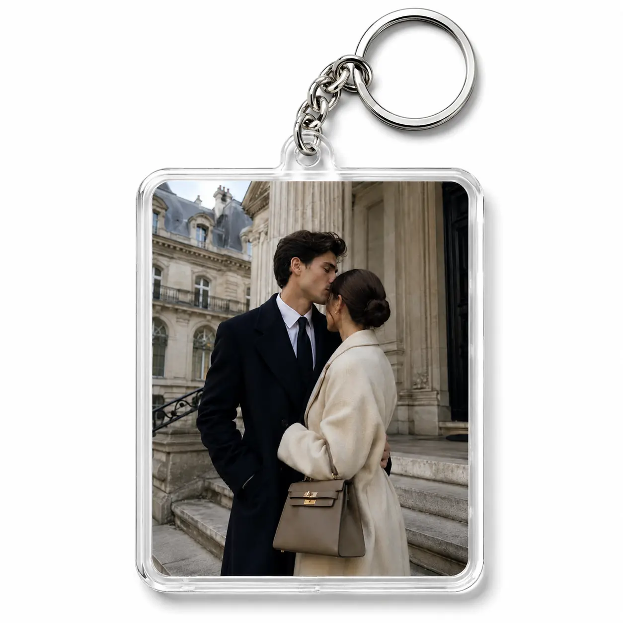Casual Everyday Irregular Printed Multi-Size Custom Photo Acrylic Keychain - Personalized Couple Gift, Anniversary Gift for Partner