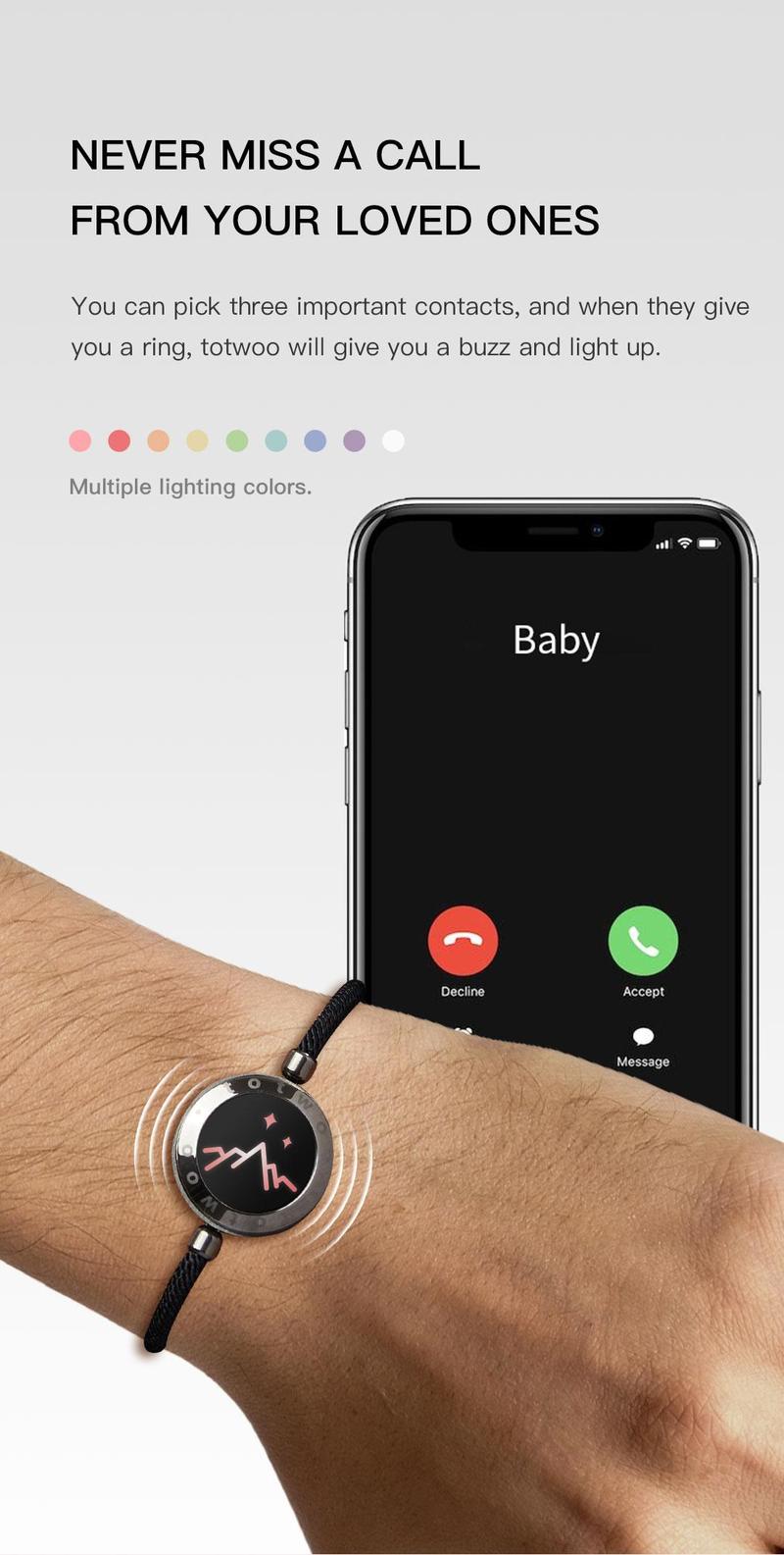 【Creative Gifts】totwoo Mountain&Sea  Long Distance Touch Bracelets  Functional Love Connect Gift For Boyfriend or Girlfriend or your Family