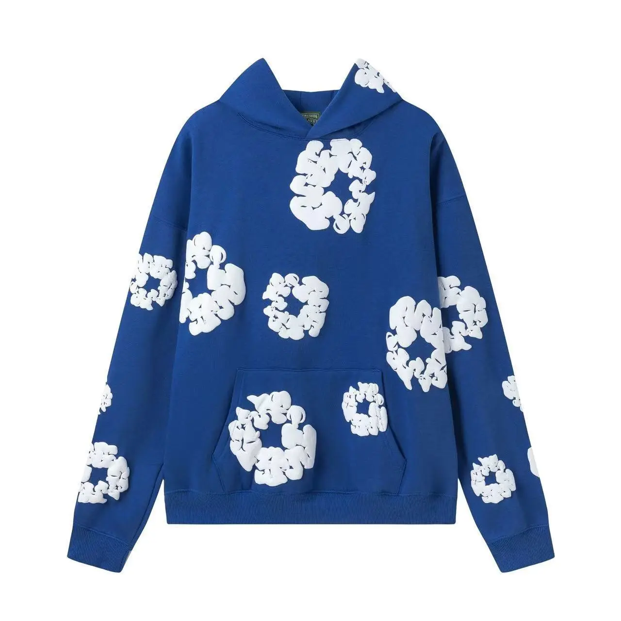 Foam colored blue hoodie��White flower w