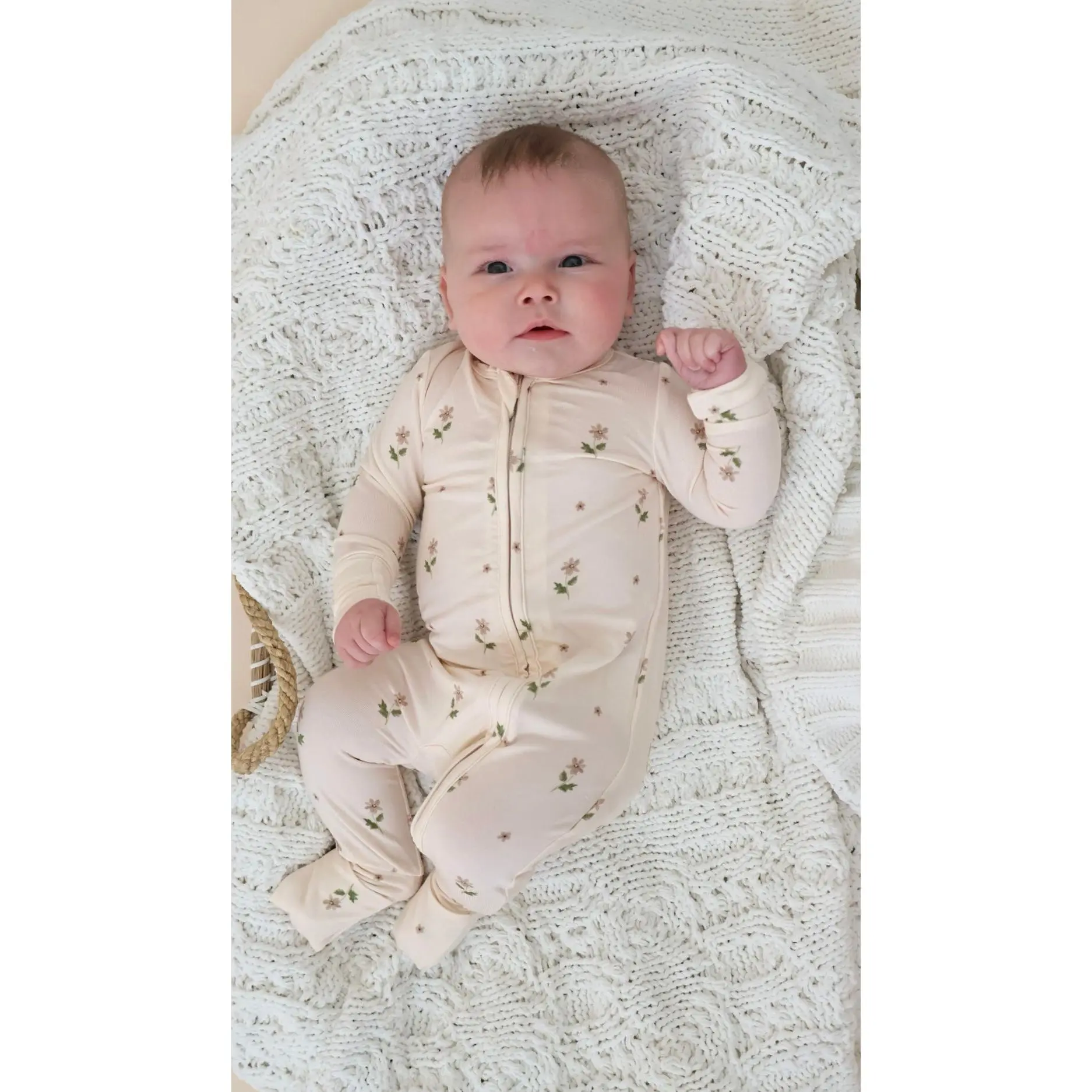 Buttery Soft Baby Bamboo Zippered Onesie (Blush Meadows) Buttery Soft Baby Bamboo Zippered Onesie (Blush Meadows)