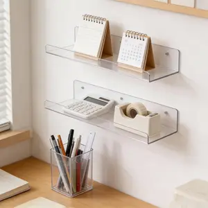 Acrylic Floating Shelves Set for Bathroom Storage, Wall Shelf Organizer for Perfume, Makeup and Skincare