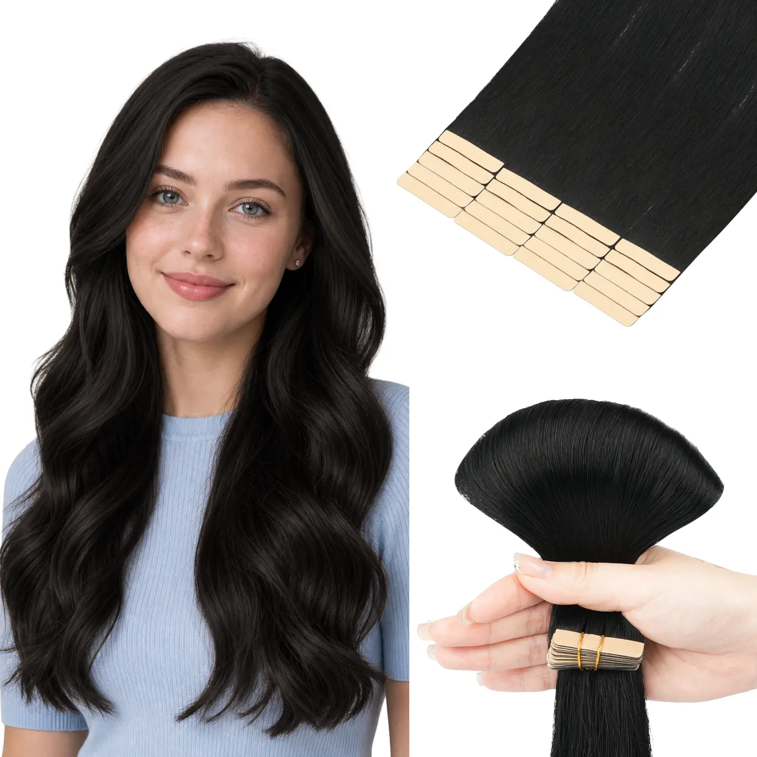 Hotbanana Human Hair Tape Ins Silky Natural Straight Invisible Hair Extensions 20pcs 50g 14-24inch Tape In Remy Hair Extension