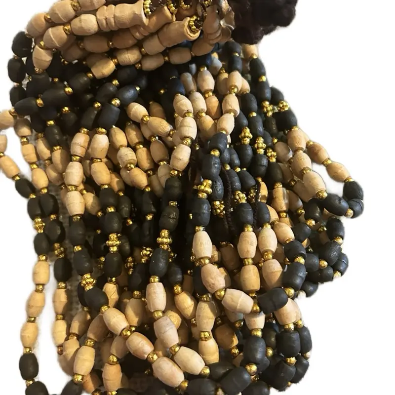 33 Beads Natural Wood Muslim Prayer Tasbeeh with Gold Accents and Durable Design for Daily Devotions