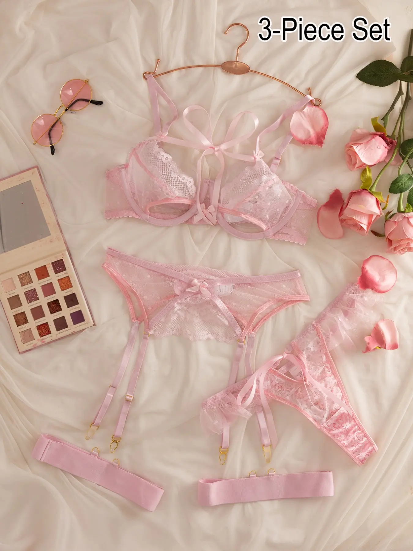 Women's Lace Floral Bra Set, Underwear Sets, Breathable Steel Ring Bowknot Design, Comfortable, Fit & Romantic Innerwear, Perfect Gift for Special Occasions