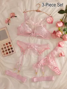 Women's Lace Floral Bra Set, Breathable Steel Ring Design, Comfortable & Romantic Innerwear, Perfect Gift for Special Occasions