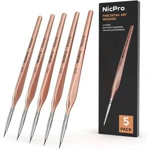 Detail Paint Brushes 5 PCS Aesthetic Extra Fine Tip 000 Professional Miniature Painting Artist Set Round 3/0 for Micro Watercolor Oil Acrylic Craft Models Rock Army Paint by Number for Adult