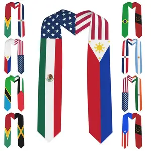 Custom Flags Mixed Graduation Stoles, Personalized Graduation Sash, Stole with Flags, 2 Flags Graduation Sash, Graduation Gifts for Her Him
