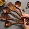 Natural Wood Functional Cooking Utensils Set - 5/10-Piece Non-Stick Kitchen Gadgets with High Heat Resistant Handles, Includes Wooden Spoon, Solid Spoon, Spatula, Wok Tool, Reduces Hand Fatigue, Easy Warm-Water Wash, Stirring Compatible for Home Use