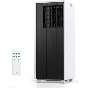 Compact 8000 BTU Portable Window Air Conditioner, Cools Up to 350 Sq. Ft., 3 Cooling Modes, Dehumidifier Function, Fan Function, Energy Efficient for Bedroom, Living Room, Black, Window Ac Units