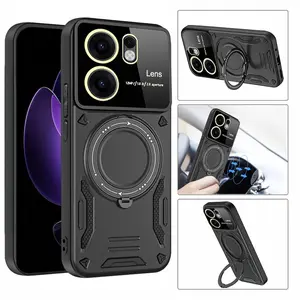 Luxury Armor Wireless Charging Case For OPPO Reno 14 14F 13F 12 13 A5X A5 Pro 5G Magnetic Ring Bracket Bumper Cover