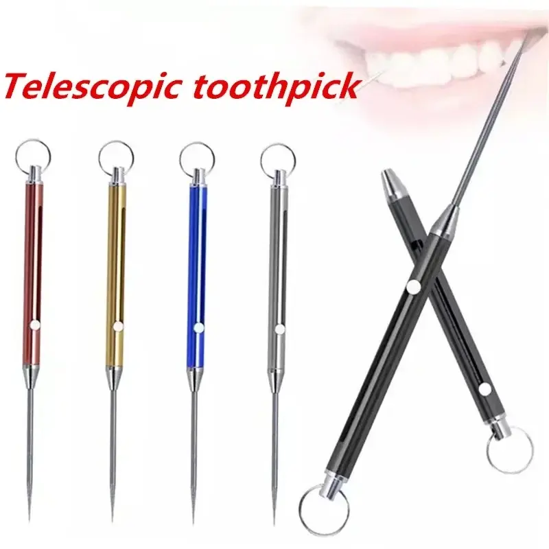 Titanium Alloy Toothpick Holder Keychain, Reusable Metal Toothpick Box for Outdoor Camping, Multifunctional Oral Care Tool, Dental Accessories