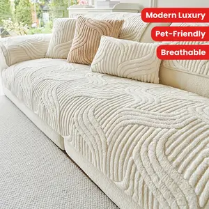 Plush Anti-Slip Sofa Cover, Modern Luxury Wear-Resistant Warm Comfortable Pet-Friendly Living Room Soft Sofa Protector