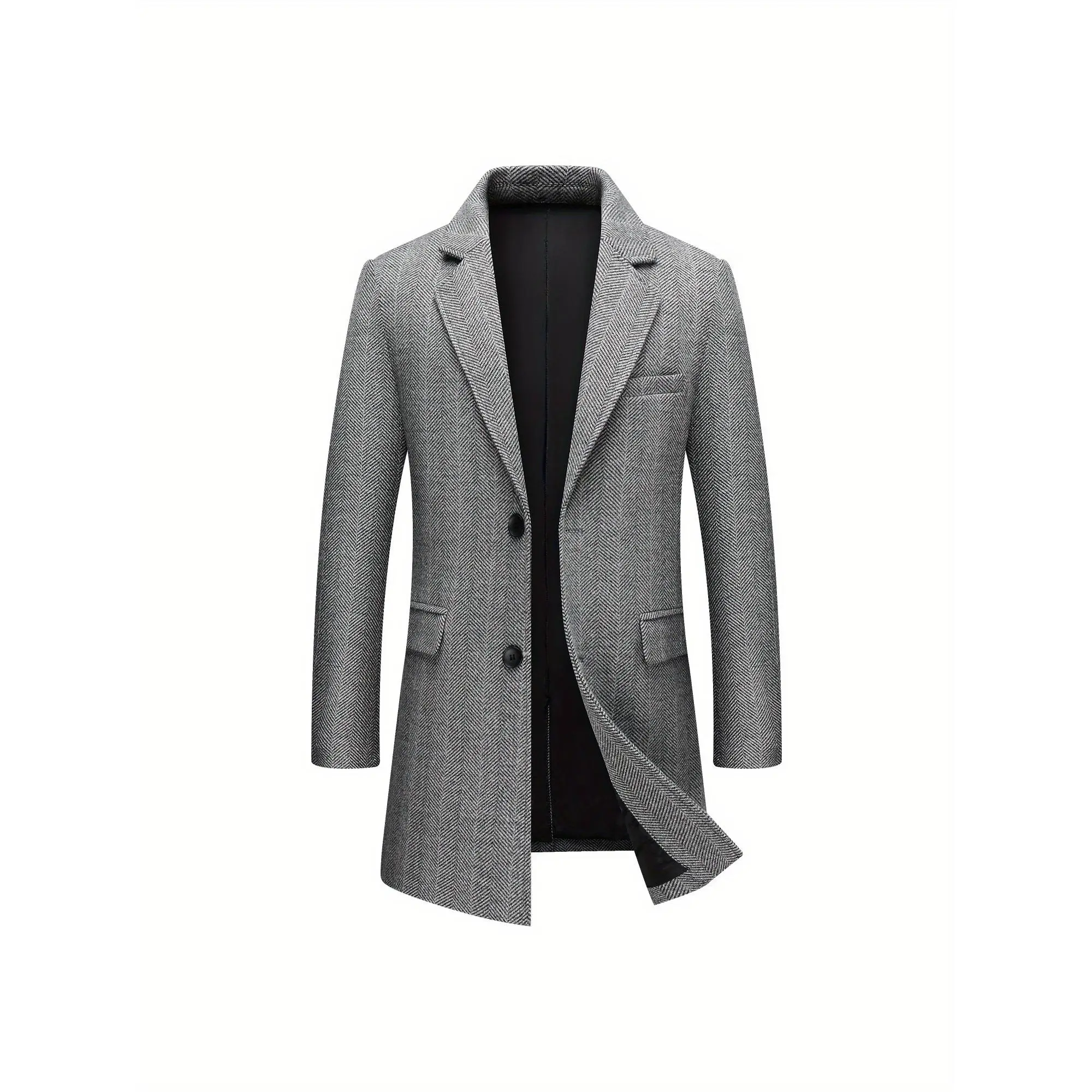 Men's Slim Fit 1-Button Single-Breasted Long Sleeve Gray Blazer - Korean Style Menswear Suit, Formal Wear for Business Casual All-Season Occasions, 1-Button Suit Jacket, Single Button