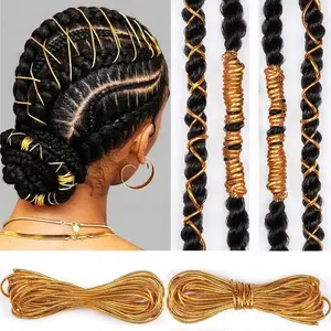 Dreadlock Braids Hair Accessories, 2 Pieces 5M Braiding Hair Deco Styling Shimmer Stretchable African Braid Braided Elastic Cord Ornament Hanging Decorating Gift Wrapping
