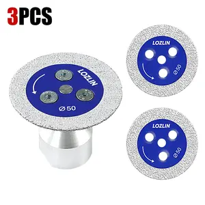 3PCS 2"(50MM) Diamond Saw Blade w/ Flange - Multi-Material Cutting/Engraving Disc for Tile, Marble, Concrete, Ceramic & Metal/PVC - Angle Grinder Tool 5/8-11
