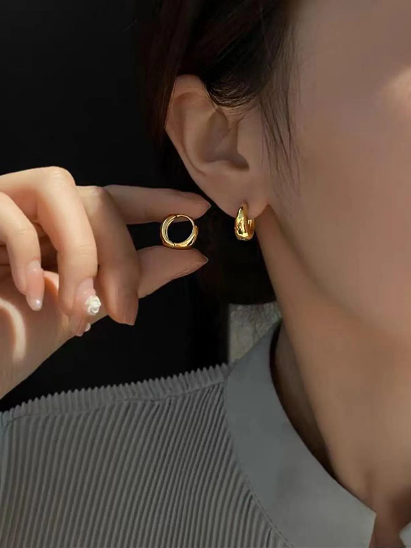 Simple Hoop Earrings, Round Earrings for Women & Girls, Hoop Shape, Circle Shape Earrings, Flat Pierced Jewelry, Casual Jewelry for Party, Daily Clothing Decor, Trendy All-match Jewelry for Birthday Gift