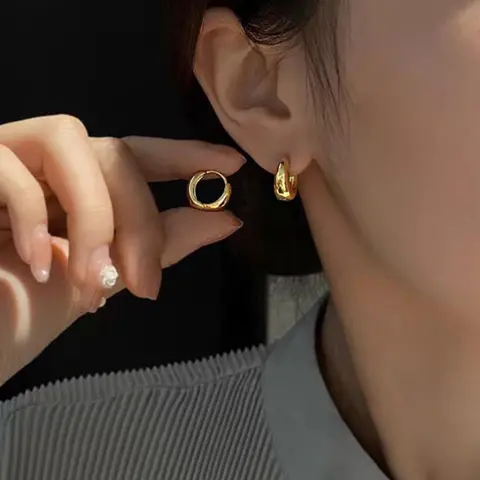 Simple Hoop Earrings, Round Earrings for Women & Girls, Hoop Shape, Circle Shape Earrings, Flat Pierced Jewelry, Casual Jewelry for Party, Daily Clothing Decor, Trendy All-match Jewelry for Birthday Gift