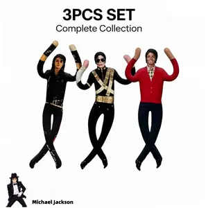 Soft Poseable Articulated Michael Jackson Plush Doll, Unique Celebrity Figure Toy, Perfect Cute Aesthetic Display for Your Vanity or Shelf, Adorable Gift Idea for MJ Fans & Pop Music Lovers,little gifts for girls-3pcs