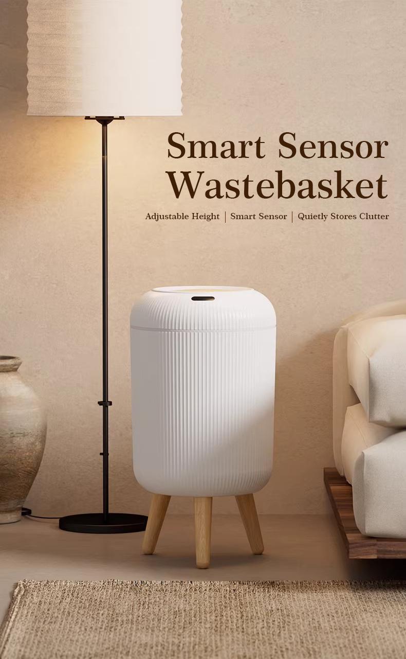 Pukomc Smart induction  Waterproof  trash bins , trash cans for bathroom, trash cans  for Kitchen,for Bathroom,Bedroom.Office Nordic style White Waste Paper Space Saving