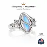 FOCMUTY 925 Synthetic Moonstone Ring with 5A CZ Accent Design, Elegant Women's Rainbow Stone Jewelry for Girls, Romantic Moon Ring Perfect Gift for Lover as Birthday and Christmas, for Daily Wear and Party,Mother's day Gift