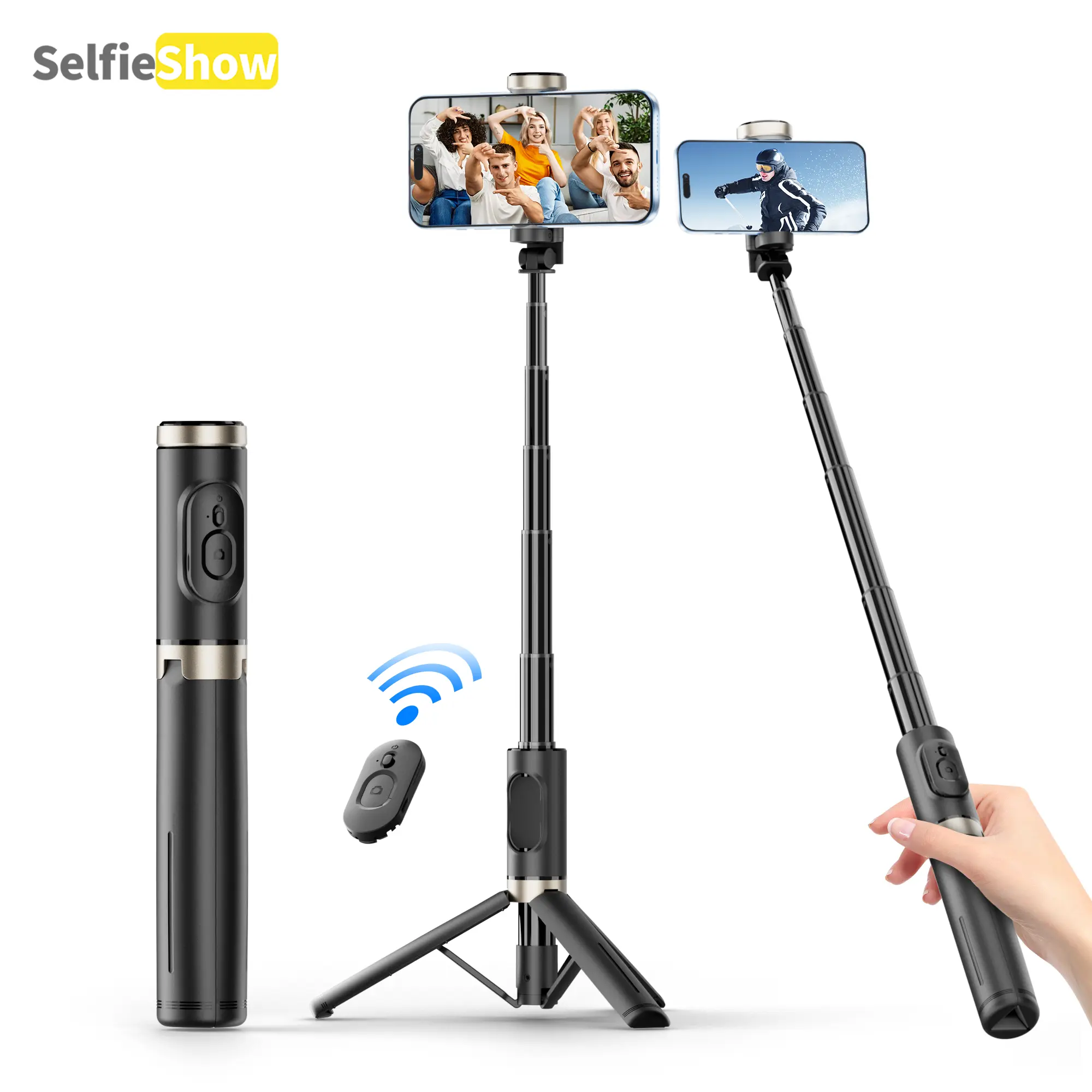 28.5" Hidden Tripod Selfie Stick with Bluetooth Remote, Reinforced Aluminum Phone Tripod Stand for TikTok Videos, Travel Vlog & Content Creators，tiktokshopbacktoschool