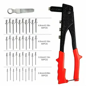 【DealsForYouDays】Manual rivet gun kit, consisting of 100 pieces/set of rivets, nuts, and 4 rivet heads. Suitable for use in the metal, plastic, and leather hardware industries, as well as for heavy-duty, portable professional automotive repair tools.