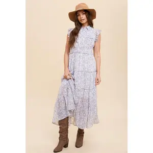 MARLOWE COLLARED BUTTON FRONT FLORAL MIDI DRESS