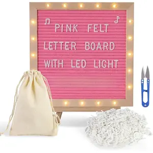 Felt Letter Board with Stand, Built-in LED Lights With Tripod Stand and Wall Mount Hanger for Party  Decor(10x10),Menu Board, 340 Letters for Custom Sign Messages, Party Planning ()