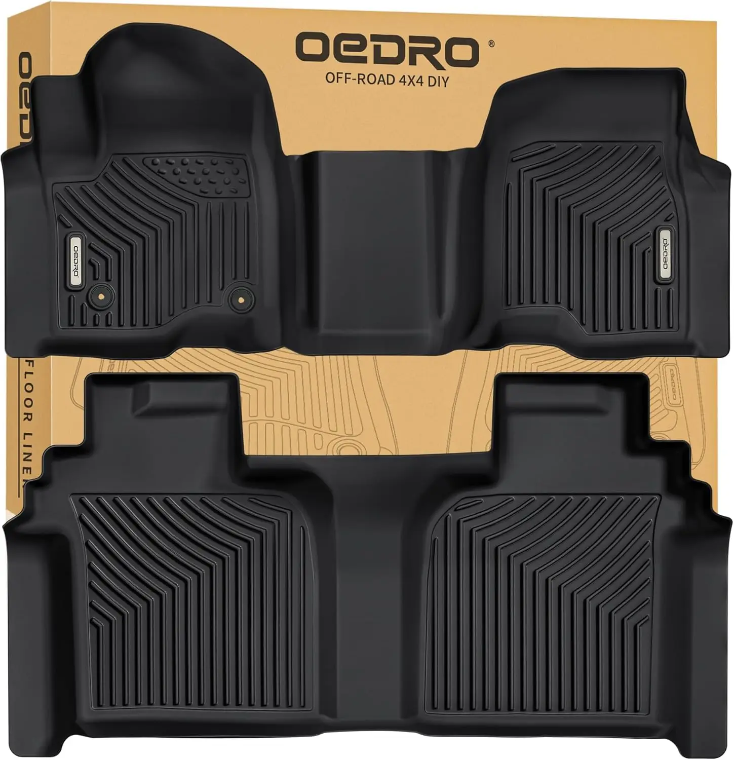OEDRO Floor Mats(Multi Styles) for 2019-2025 Chevrolet Silverado 1500/GMC Sierra 1500 & 2020-2025 Chevy Silverado/GMC Sierra 2500HD/3500HD - Black, TP