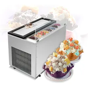 Kolice Commercial Marble Cold Plate Ice Cream Machine, Cold Stone Fried Ice Cream Machine,Marble Roll Ice Cream Machine- 41"x11.81" Frozen Marble Plate,8 Refrigerated Buckets,Transparent Sneeze Guard