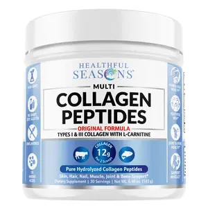 Healthful Seasons Multi Collagen Peptides – Original Formula with Types I & III Collagen and L-Carnitine- Non-GMO collagen, Hydrolyzed Collagen for Hair, Skin, Nails & Joints - Easy Mixing, Unflavored Healthcare Edible