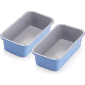 Nonstick Bread Loaf Pan 9 X 5 Inch, Ceramic Coating, , Rust Resistant Aluminized Steel,  1 lb Baking Dish for Meatloaf, Pound Cake & Brownie (Cyan 2 count)