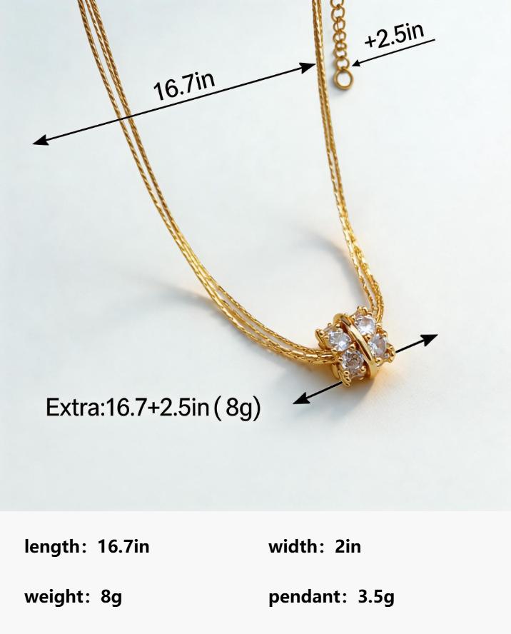 Trendy Hypoallergenic Gold CZ Waist Bead Double Chain Necklace, Stackable Sparkling Pendant, Y2K Aesthetic Jewelry for Women, Great for Layering, Daily Wear, Party & Festival
