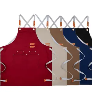 Polyester Fibre Apron with 4 Pockets, 1 Count Durable Unisex Working Apron with Cross-back Straps, Adjustable Neck Straps Apron, Household Items,Christmas Gift,Winter Apron for Women,Nails Design Tool, Kitchen Cooking Aprons