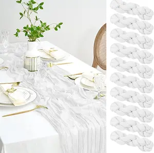 6 /10Pack Cheesecloth Table Runner Fall Thanksgiving Boho Gauze Cheese Cloth Table Runner Rustic Semi-Sheer Runner for Wedding Bridal Baby Shower Birthday Party Home Decor