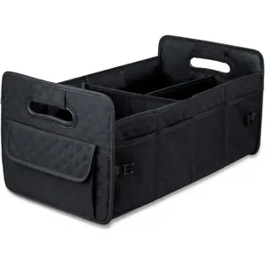 Trunk Organizer for SUV,  Storage Organizer Collapsible Multi Compartment Container Box, Adjustable  Accessories for Women/Men, Black