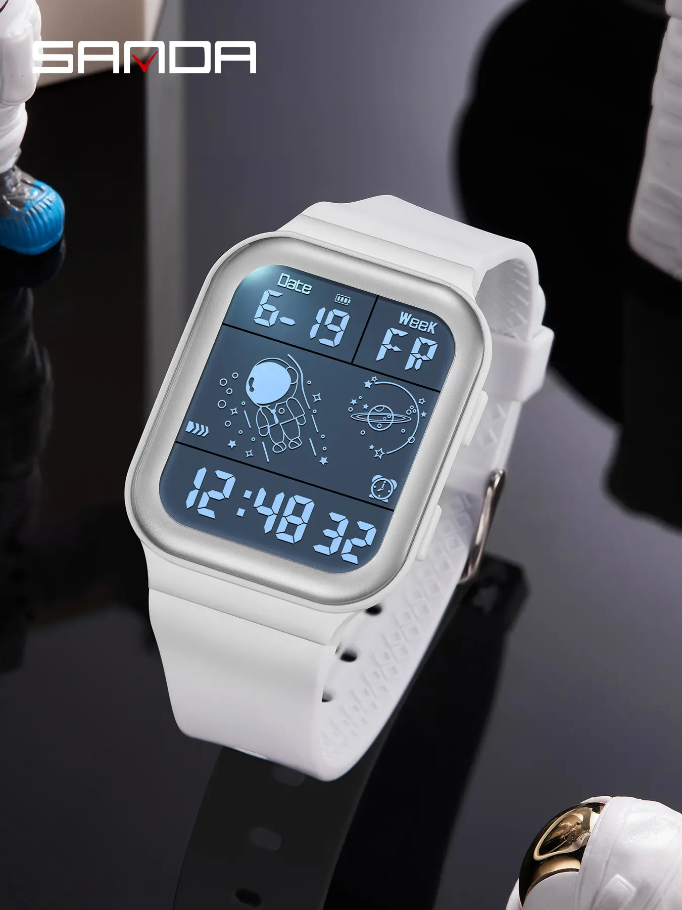 Sanda Men's Fashion Sports Alarm Clock Multifunctional 5atm Waterproof Digital Wristwatch Electronic Watch, Stylish and Durable Timepiece Waterproof Watches Fashionable Waterproof Watch for Active Lifestyle
