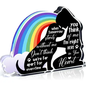 Pet Memorial Gifts, Sympathy Gifts for Loss of Dog, Puppy, Acrylic Rainbow Bridge Decoration, Bereavement Gift for Pet Loss Remembrance Paws