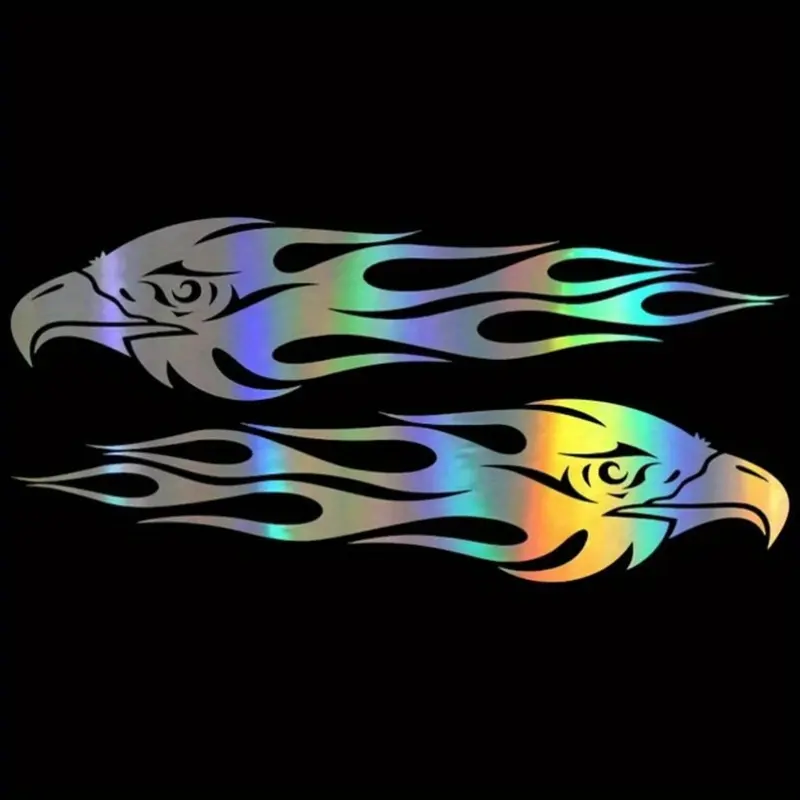 1SET Cool Holographic Eagle Head Flame Logo Sticker Stick on hardcore wild cool-style notebooks or small items, this decor’s bold catchy vibe hides your preference for hardcore wild style, injecting hardcore wild cool-style soul into small items