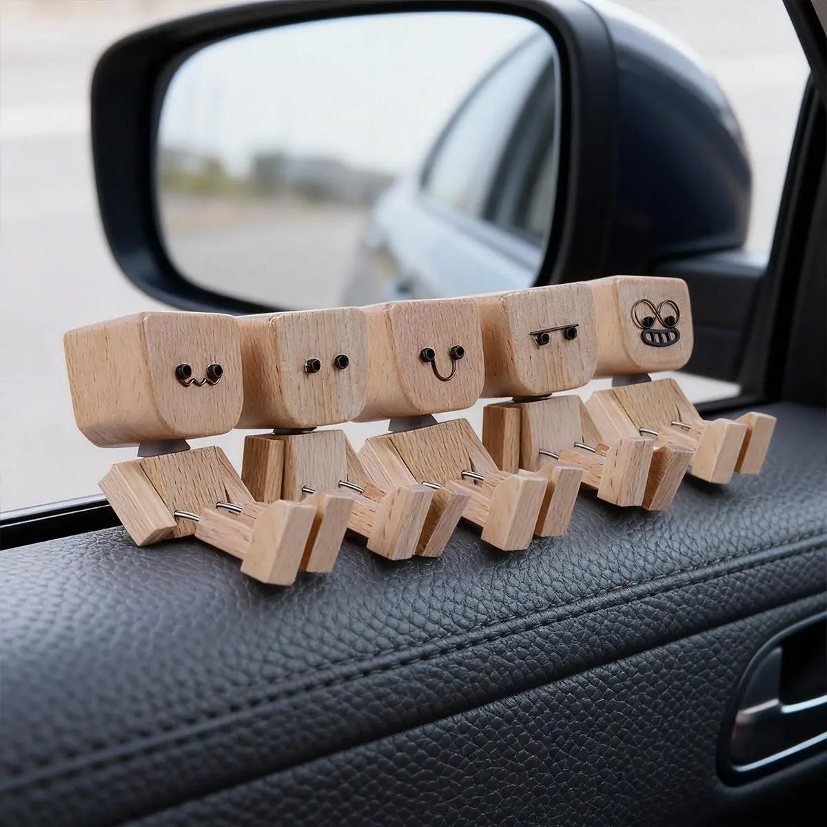 Handmade Shaking Wooden Doll - 12PCS Magnetic Expressions, Car Dashboard Accessory, Desktop Decor for DIY Woodwork Enthusiasts acacia wood plywood