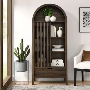 Vaughn 71" Arched Storage Display Cabinet in Walnut Vaughn 71" Arched Storage Display Cabinet in Walnut