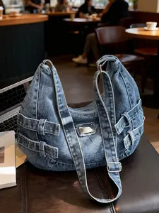 Women's Denim Bag Large Capacity New Fall Winter Casual Versatile Shoulder Crossbody Bag Student School Dumpling Bag Denim Crossbody Bags