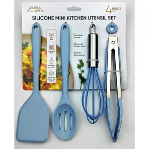 4-Piece Baby Blue Mini Silicone Tool Set – Versatile, Non-Stick, and Stylish