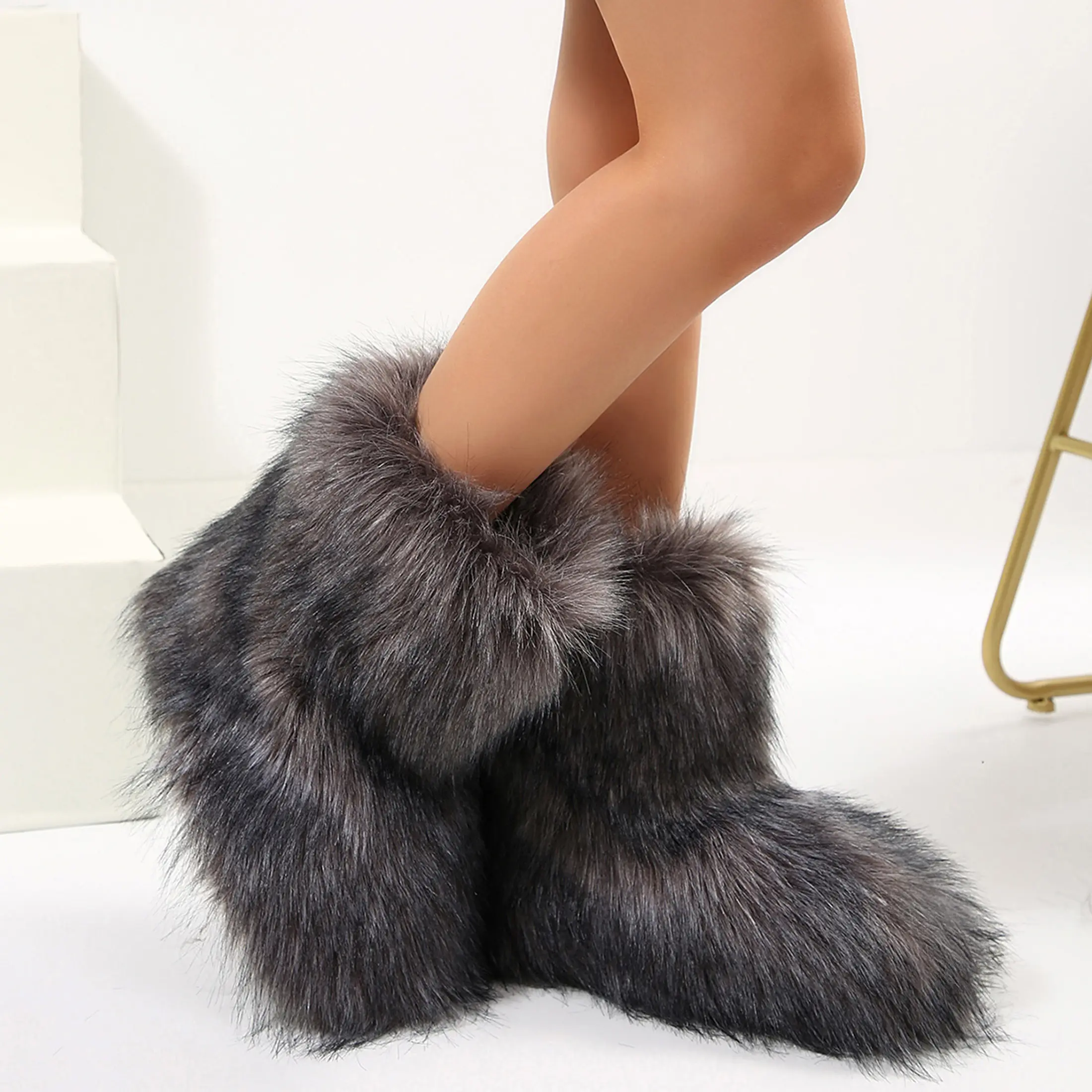 Stylish Women's Mid - Calf Snow Boots Ideal for Winter Warmth Indoor Outdoor Shoes