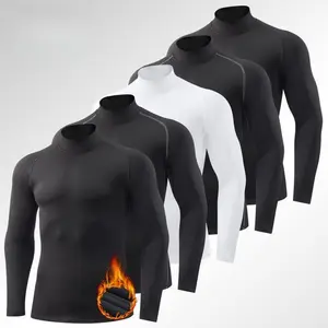 5 Pack Men's Thermal Turtle Mock Neck Shirts, Long Sleeve Compression Shirts Fleece Lined Undershirt Base Layer Tops dealsforyoudays