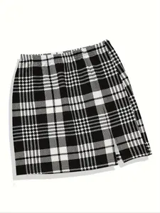Women's Plaid Print Short Skirt, Fashion Casual Skirt for Daily Outdoor Wear, Ladies Bottoms for Summer
