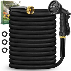Garden Hose 100FT, Non-Expanding, Lightweight Hose With 8 Function Nozzle, Leak-Proof, No-Knot, Easy to Carry, Wear-Resistant, Sturdy, Flexible, 3/4GHT, Water Hose for Yard, Garden, Outdoor flower watering